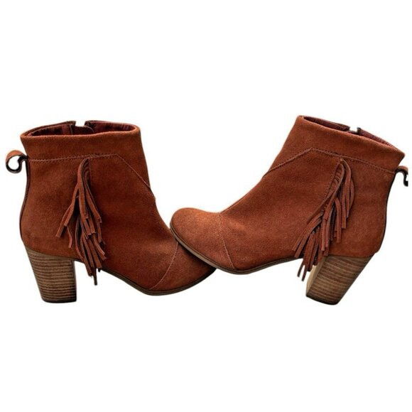 TOMS Suede Lunata‎ Fringe Ankle Boots | Boho Cowgirl Vibes Women’s Size 8.5 - Picture 1 of 9